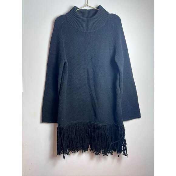 Arket Oversized Wool Black Sweater Fringe XS - Picture 1 of 10